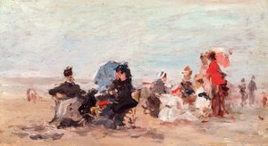 Playa cerca de Deauville, c.1924 de Eugene Louis Boudin